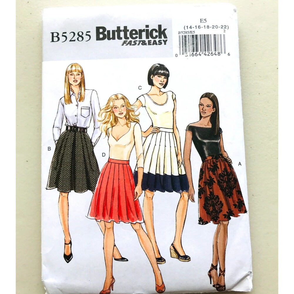 Butterick Sewing Pattern B5285 Womens Spring Summer Pleated Skirt 14-22 Uncut